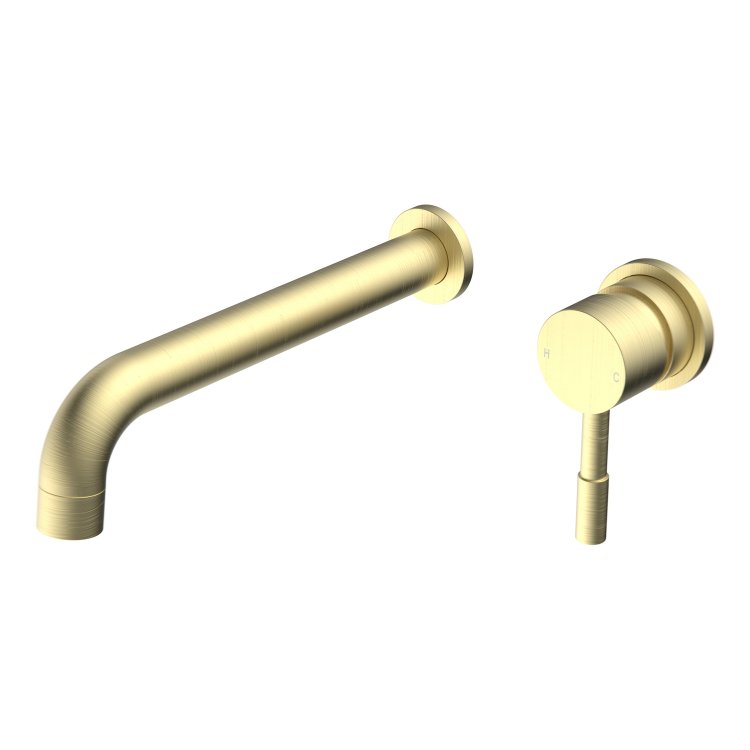Ajax Ouse Brushed Brass Extended Wall Mounted Basin Mixer