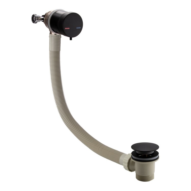 Ajax Matt Black Overflow Bath Filler and Waste