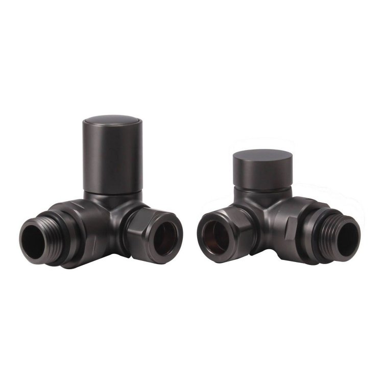 Ajax Patterned Matt Black Corner Radiator Valves