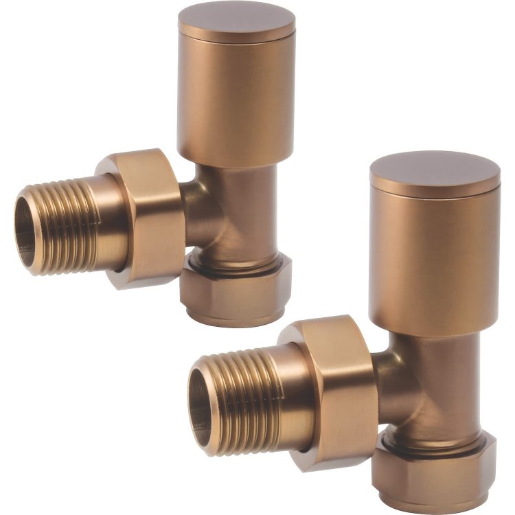 Ajax Patterned Brushed Bonze Angled Radiator Valves
