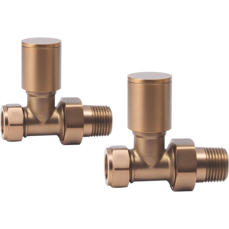 Ajax Patterned Brushed Bronze Straight Radiator Valves