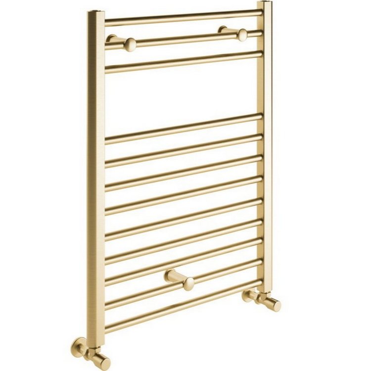Ajax Kenwick 800 x 500mm Brushed Brass Straight Towel Warmer