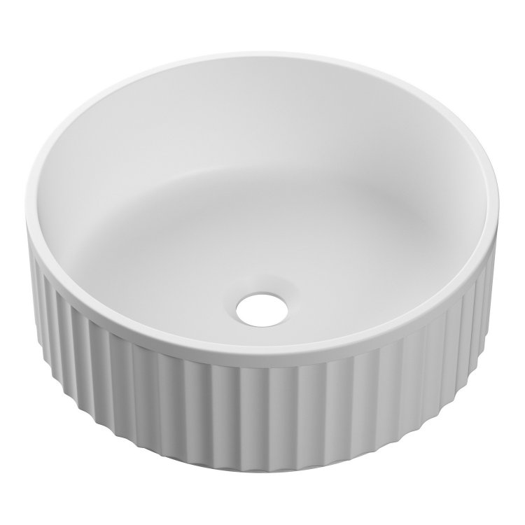 Ajax Kirmington 400mm Rounded White Fluted Countertop Basin