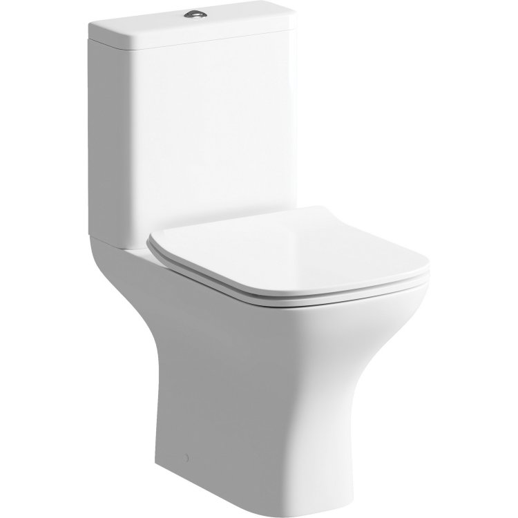 Ajax Binbrook Close Coupled Comfort Height Rimless WC with Soft Close Seat Slim Soft Close Seat
