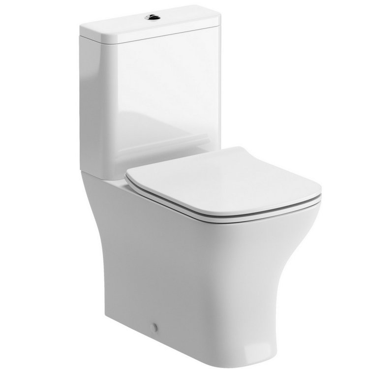 Ajax Binbrook Close Coupled Short Projection Closed Back WC with Soft Close Seat Slim Soft Close Seat
