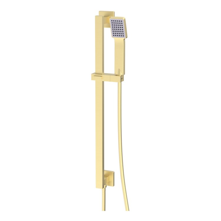 Ajax Hedon Brushed Brass Square Slider Rail Kit with Integrated Elbow