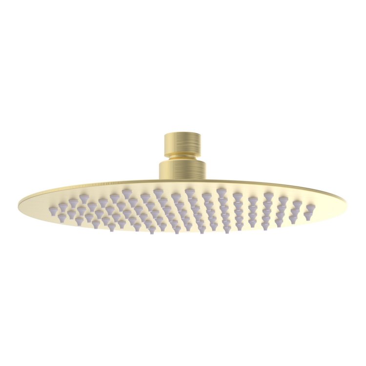 Ajax Thrunscoe Brushed Brass 200mm Round Stainless Steel Ultraslim Showerhead