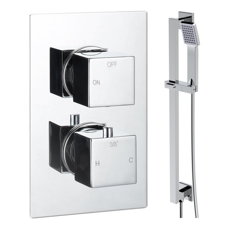 Ajax Hedon Chrome Square Concealed Shower Valve with Riser Kit