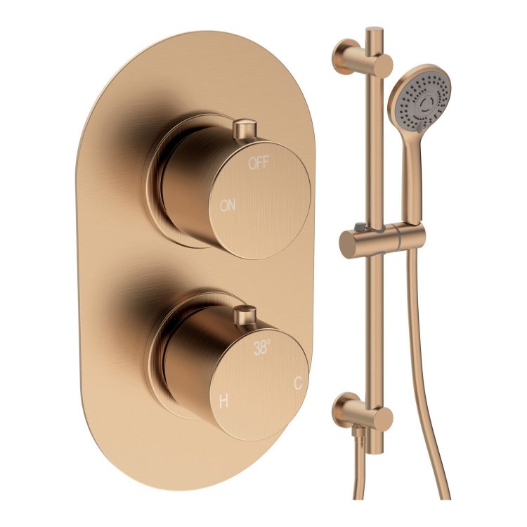 Ajax Thrunscoe Brushed Bronze Round Concealed Shower Valve with Riser Kit
