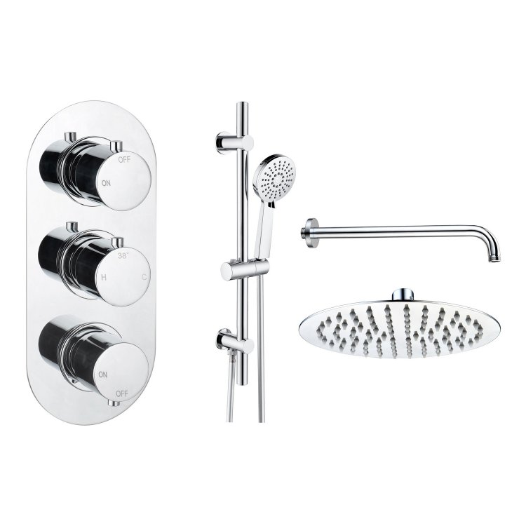 Ajax Thrunscoe Chrome Round Two Outlet Shower Set
