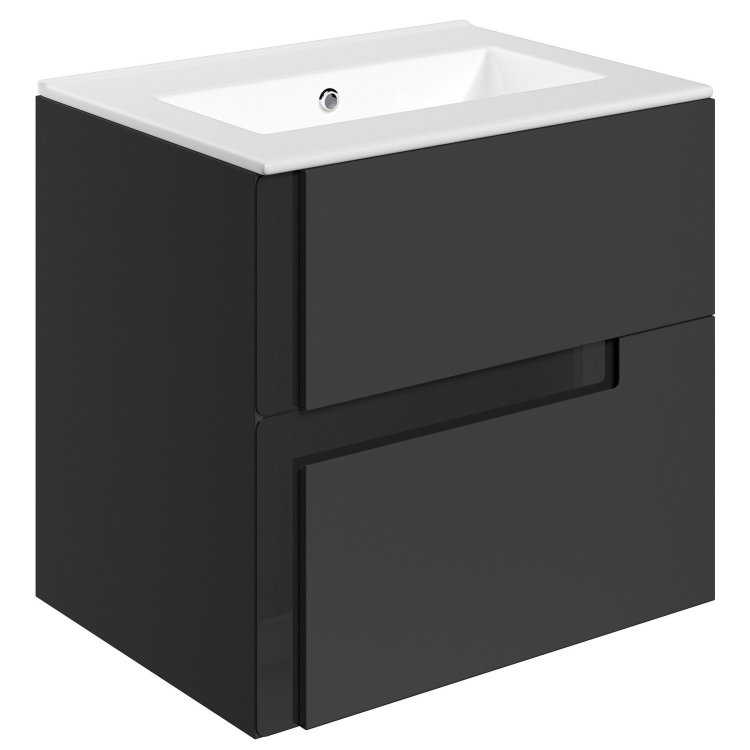 Ajax Brocklesby 615mm Matt Black Wall Hung Vanity Unit with Thin Edge Basin