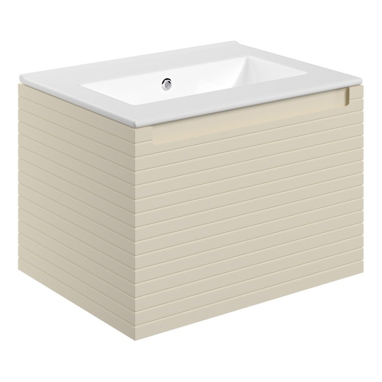 Ajax Barnoldby 615mm Matt Cotton Wall Hung Vanity Unit with Thin Edged Basin