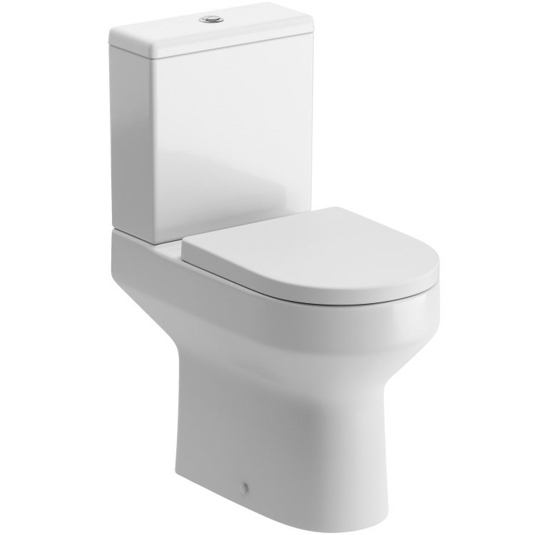 Ajax Limber Rimless Close Coupled Open Back Comfort Height WC with Soft Close Seat
