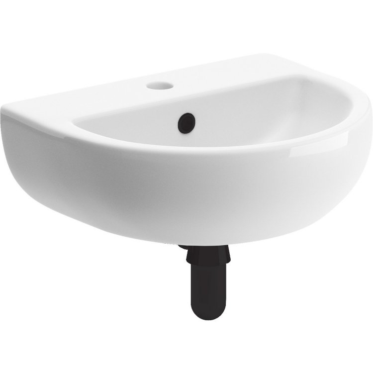 Ajax Waltham 450mm 1TH Cloakroom Basin and Matt Black Bottle Trap