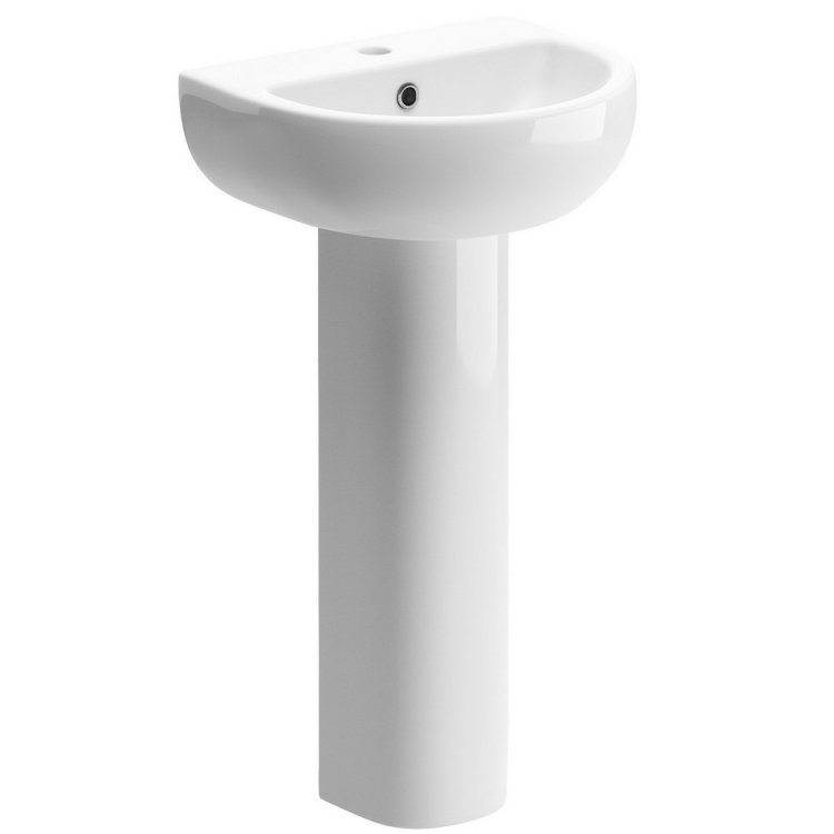 Ajax Waltham 450mm 1TH Basin and Full Pedestal
