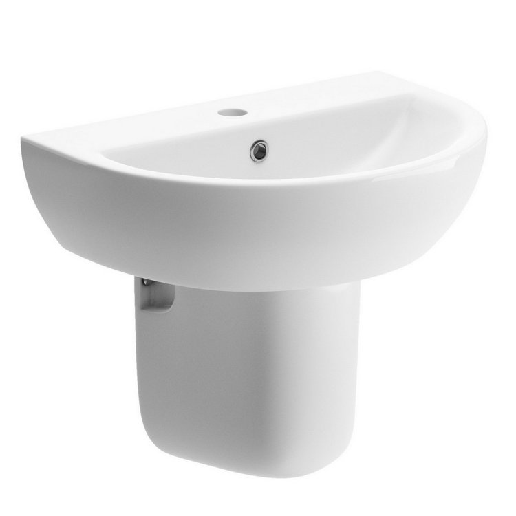 Ajax Waltham 550mm 1TH Basin and Semi Pedestal
