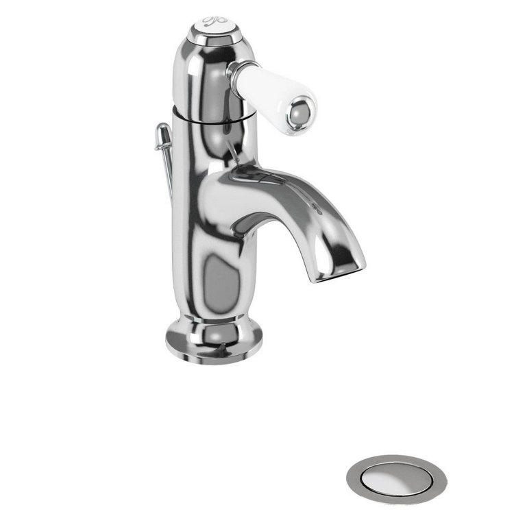 Burlington Chelsea Curved Basin Mixer with Pop Up Waste Standard Base