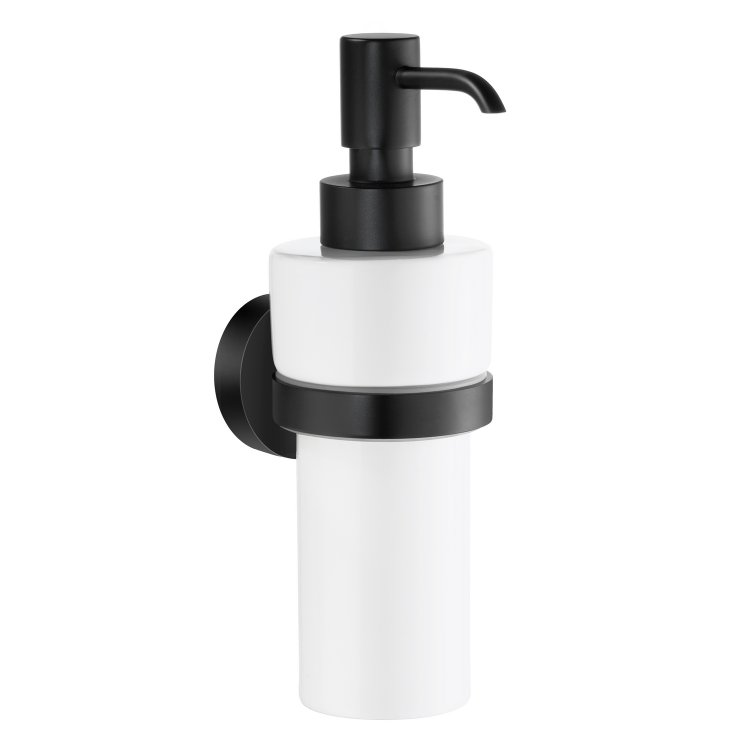 Smedbo Home Black Holder with Porcelain Soap Dispenser