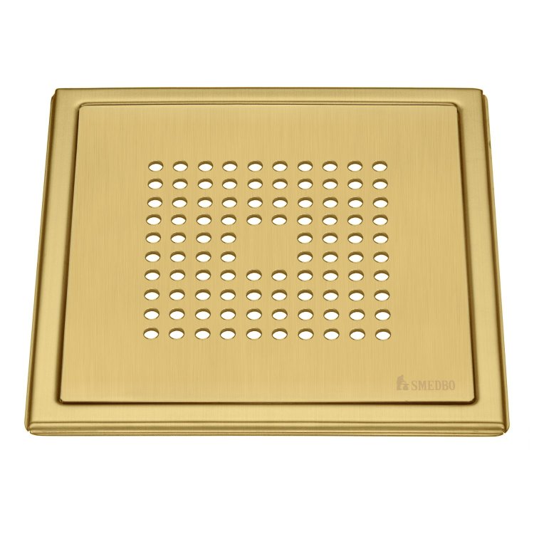 Smedbo Outline Brushed Brass Floor Grating Square Pattern