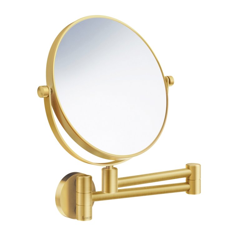 Smedbo Outline Brushed Brass 7x Swing Arm Shaving and Makeup Mirror