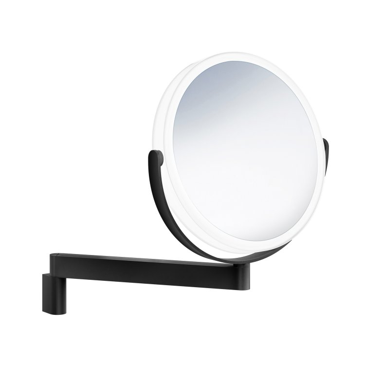 Smedbo Outline Black Wall Mounted LED Makeup Mirror