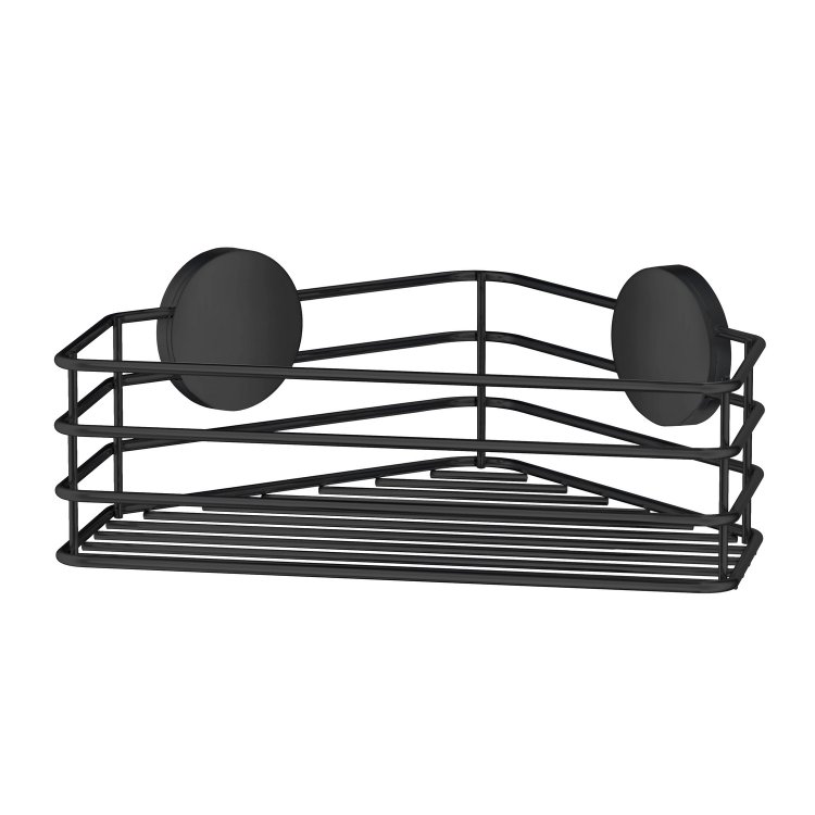 Smedbo Beslagsboden Black Self Adhesive Corner Shower Basket