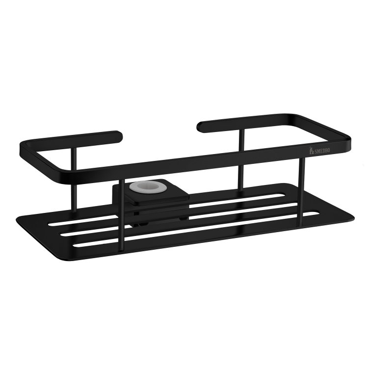 Smedbo Sideline Black Shower Riser Rail Basket