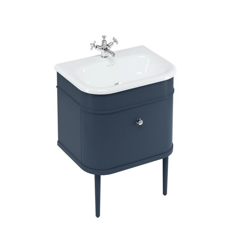 Burlington Chalfont 650mm Blue Vanity Unit with Basin 0 Tap Hole Basin