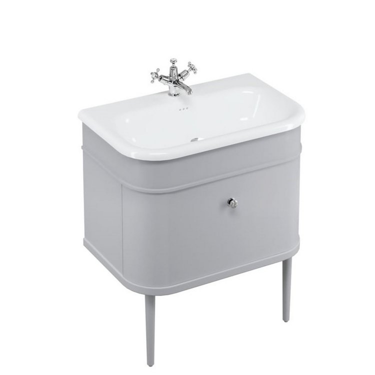 Burlington Chalfont 750mm Classic Grey Vanity Unit with Basin 0 Tap Hole Basin