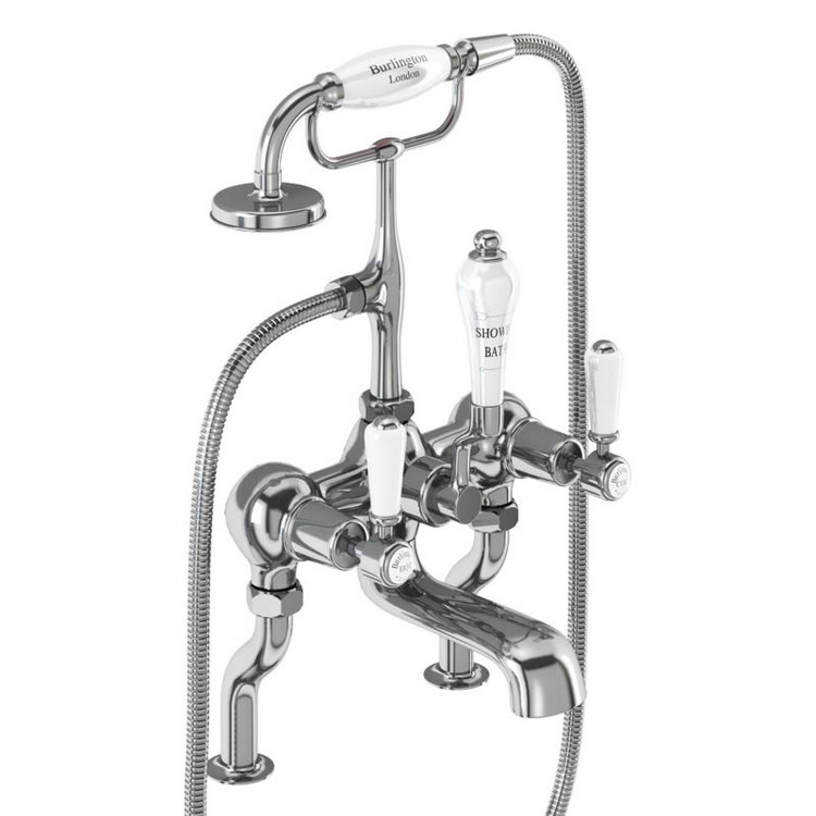 Burlington Kensington Chrome Deck Mounted Bath Shower Mixer Standard Base