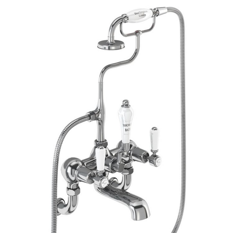 Burlington Kensington Chrome Wall Mounted Bath Shower Mixer Standard Base