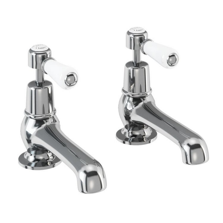 Burlington Kensington Chrome Bath Pillar Taps Standard Base