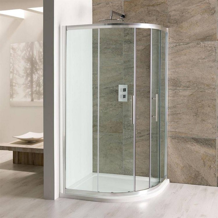 Volente 1000 x 700mm Chrome 6mm Offset Quadrant Shower Enclosure