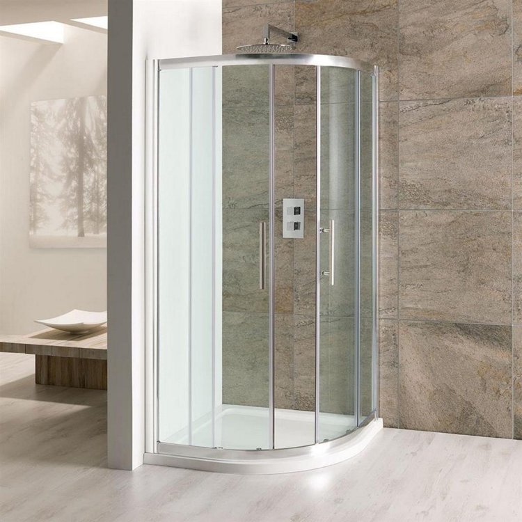 Volente 900 x 700mm Chrome 6mm Offset Quadrant Shower Enclosure
