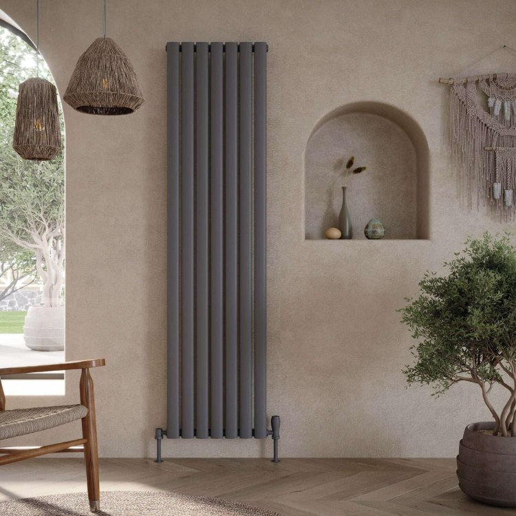Scudo Apex Anthracite 1800 x 354mm Vertical Single Designer Radiator