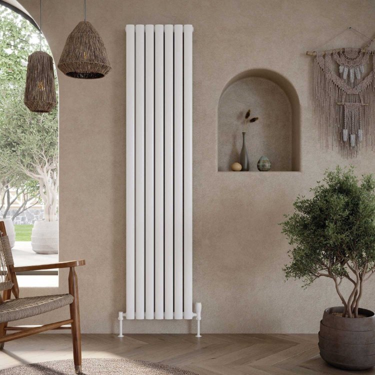Scudo Apex White 1800 x 354mm Vertical Double Designer Radiator