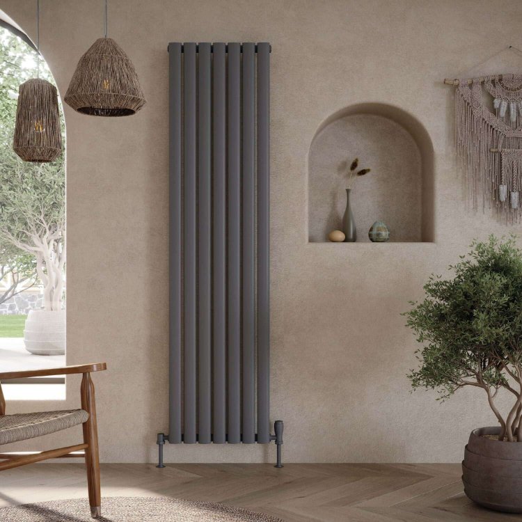 Scudo Apex Anthracite 1800 x 295mm Vertical Double Designer Radiator