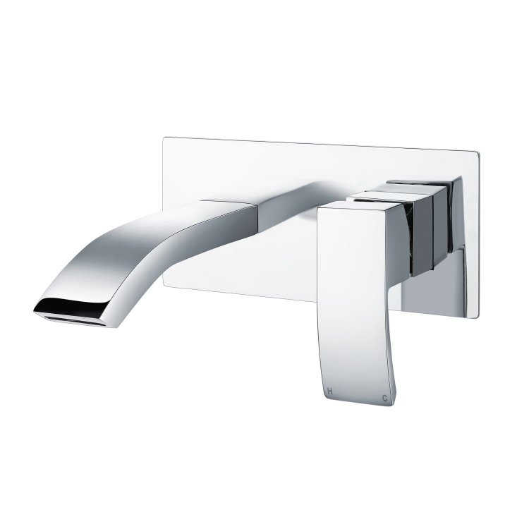 Scudo Descent Chrome Wall Mounted Basin Mixer