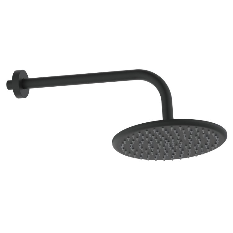Scudo Matt Black Round Shower Arm and Head
