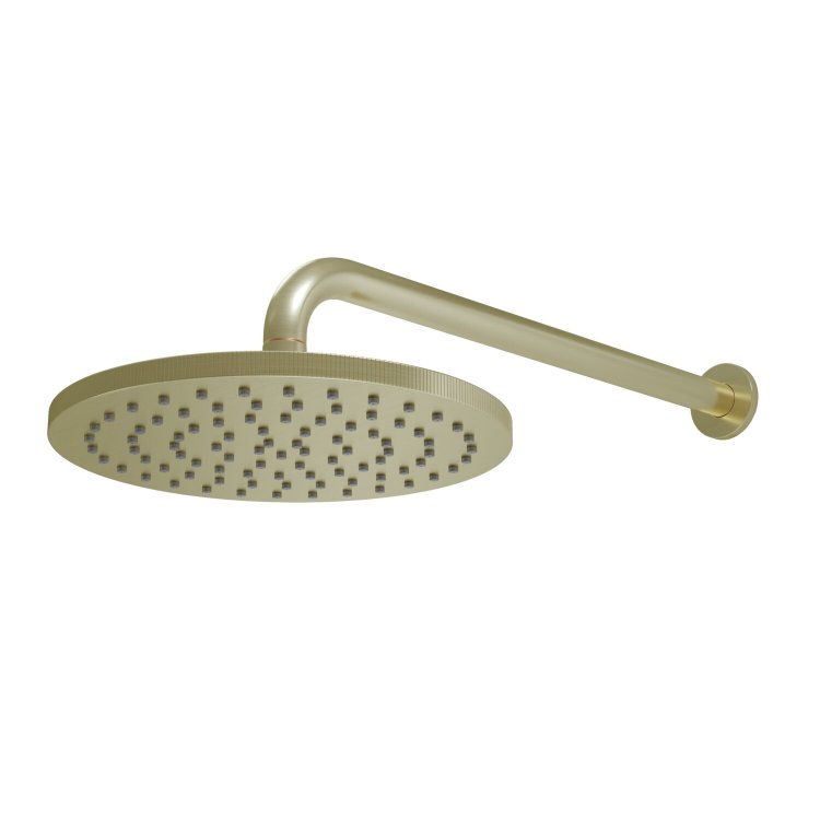 Scudo Core Brushed Brass Round Shower Arm and Head