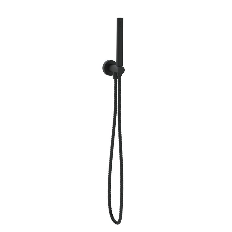Scudo Matt Black Shower Handset with Outlet and Holder