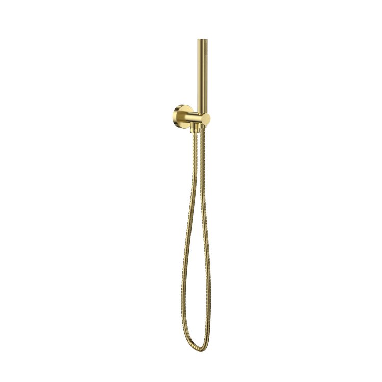 Scudo Brushed Brass Shower Handset with Outlet and Holder