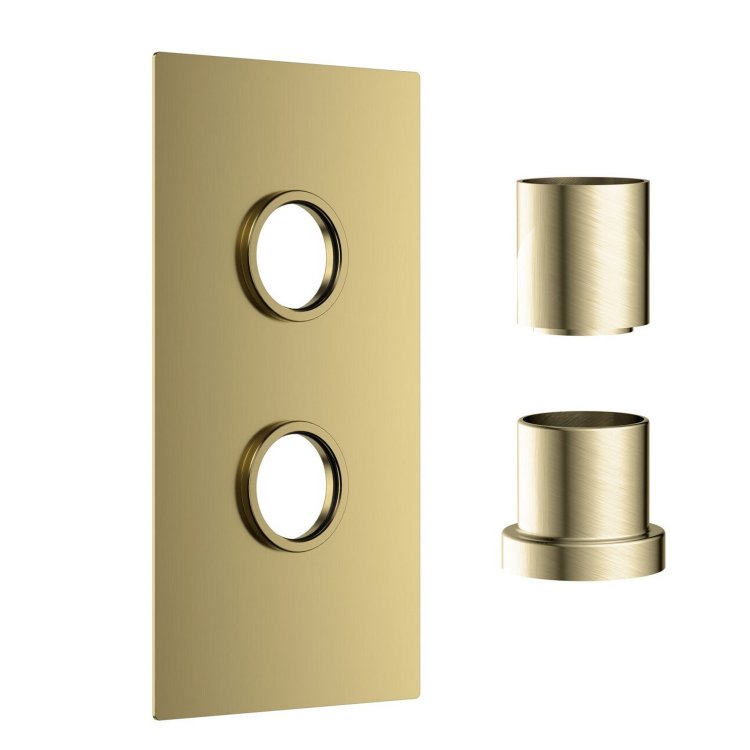 Scudo Concealed One Outlet Shower Valve with Brushed Brass Plate Scudo Concealed One Outlet Shower Valve with Brushed Brass Plate