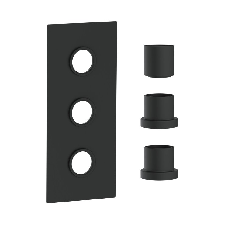 Scudo Concealed Three Outlet Shower Valve with Matt Black Plate Scudo Concealed Three Outlet Shower Valve with Matt Black Plate