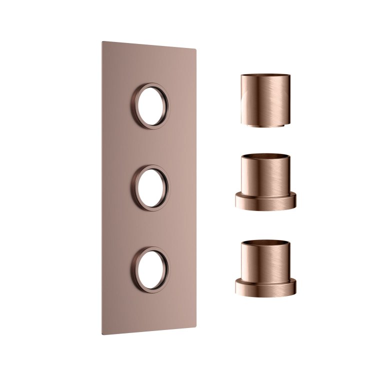 Scudo Concealed Three Outlet Shower Valve with Brushed Bronze Plate Scudo Concealed Three Outlet Shower Valve with Brushed Bronze Plate