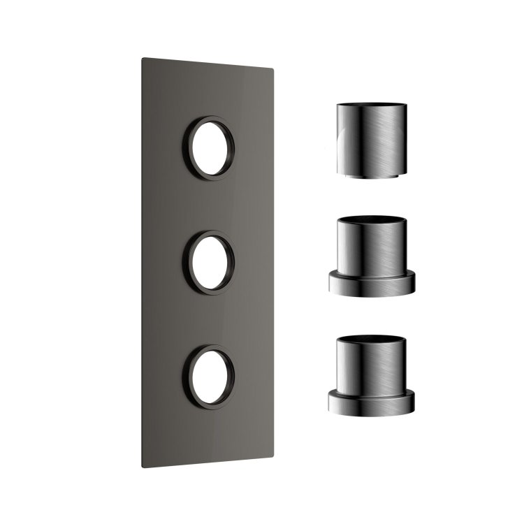 Scudo Concealed Three Outlet Shower Valve with Gunmetal Plate Scudo Concealed Three Outlet Shower Valve with Gunmetal Plate