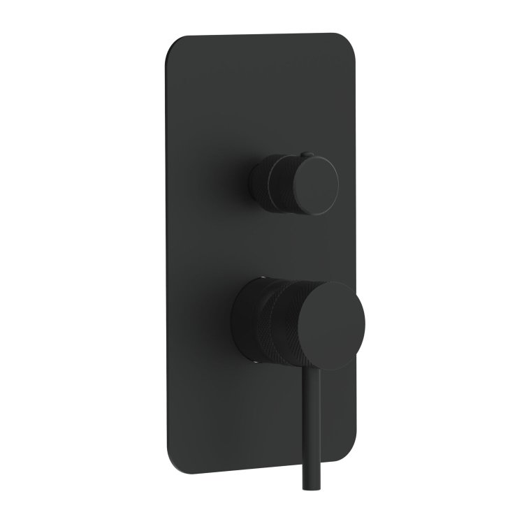 Scudo Core Matt Black Concealed Manual Dual Outlet Shower Valve