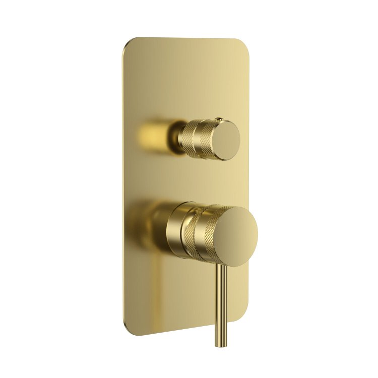 Scudo Core Brushed Brass Concealed Manual Dual Outlet Shower Valve