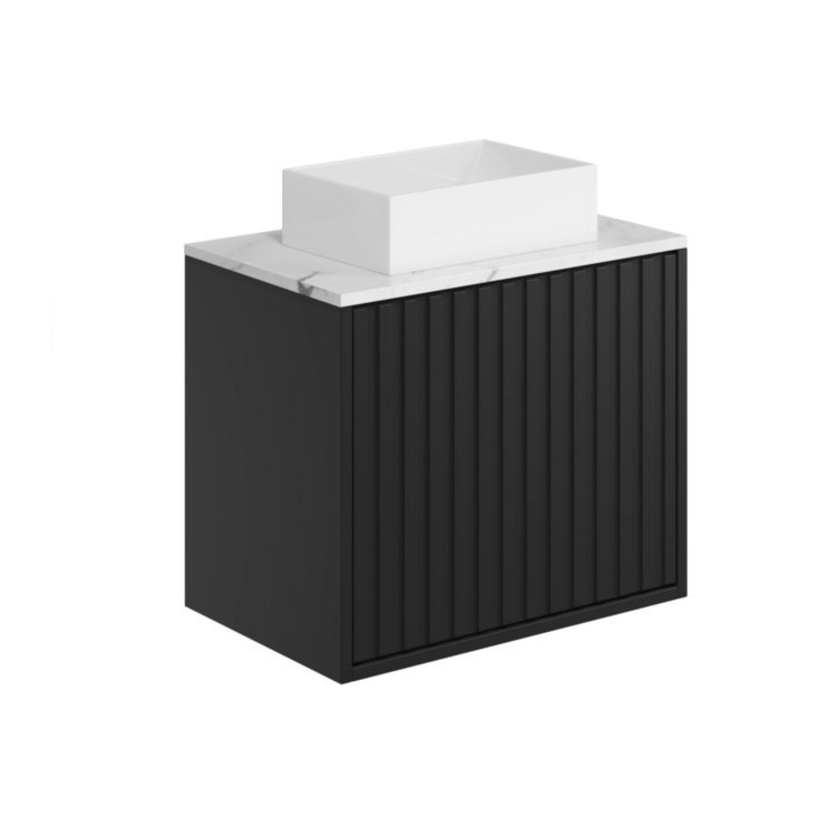 Scudo Alfie 600mm Matt Black Wall Mounted Vanity Unit with Countertop Basin