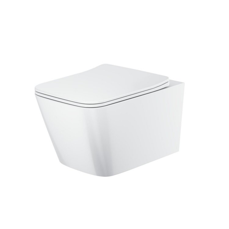 Scudo Riviera White Rimless Square Wall Hung Pan and Soft Close Seat